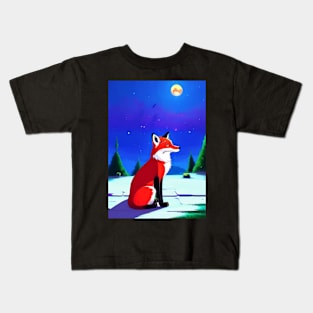 CUTE FOX WAITING FOR SANTA CLAUS Kids T-Shirt